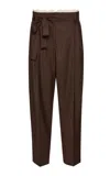 Magda Butrym Ribbon Belted Wool Pants In Brown