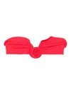 Magda Butrym Rose-embellished Bandeau Bikini Top In Red