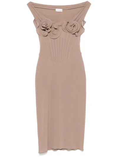 MAGDA BUTRYM ROSE-APPLIQUÉ CORSET MIDI DRESS