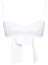 Magda Butrym White Rose Appliqué Cropped Top In White