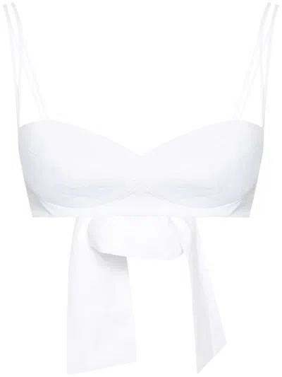 Magda Butrym Rose Appliqué Cropped Top In White
