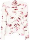 Magda Butrym Rose-appliqué Ruched Top In White