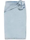 Magda Butrym '03' High Waist Midi Wrap Skirt With Floral Embellishment In Blue