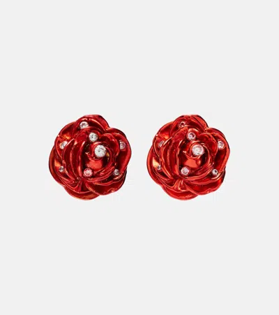 Magda Butrym Ohrringe Rose Mit Kristallen In Rot