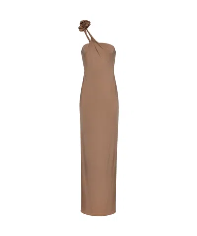 Magda Butrym Rose Decal Dress In Brown
