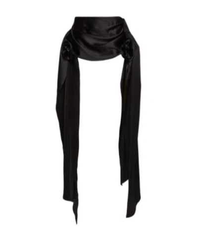 Magda Butrym Rose-decorated Draped Skirt In Black