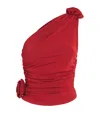 Magda Butrym Knotted Ribbed Stretch Cotton-jersey Tank In Red