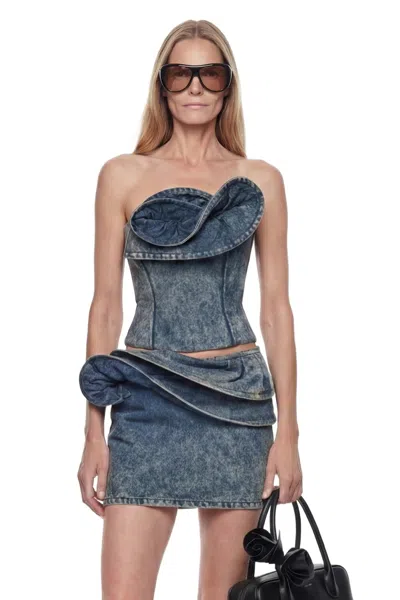 Magda Butrym Rose Detail Denim Corset In Blue