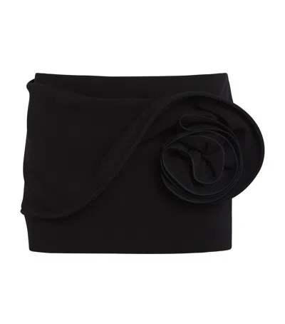 Magda Butrym Rose-detail Mini Skirt In Black