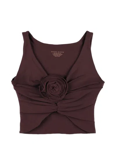 Magda Butrym Stretch Jersey Top In Burgundy