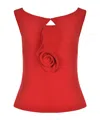 Magda Butrym Rose-detail Wool-blend Top In Black
