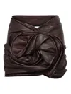 Magda Butrym Rose-draped Leather Mini Skirt In Brown
