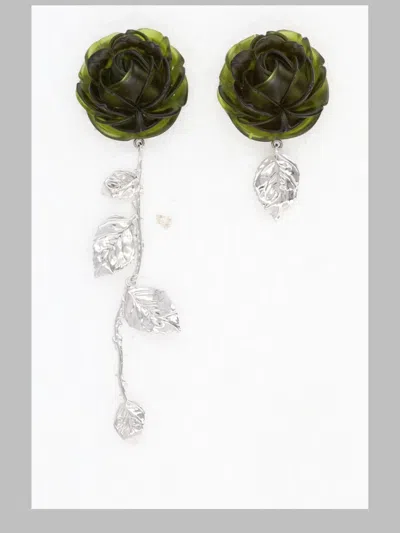 Magda Butrym Rose Drop Earrings In Brass With Resin Details In Multi