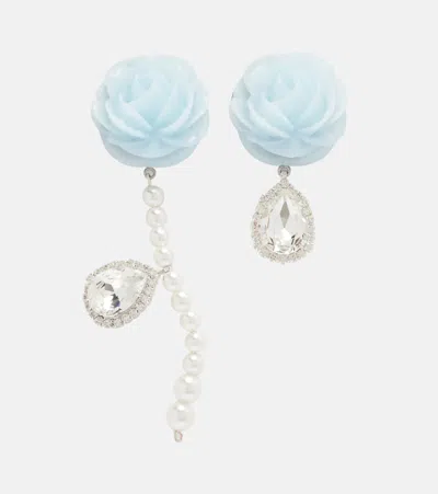 Magda Butrym Rose Embellished Drop Earrings In Blue