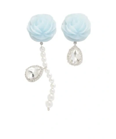 Magda Butrym Rose Embellished Drop Earrings In Blue