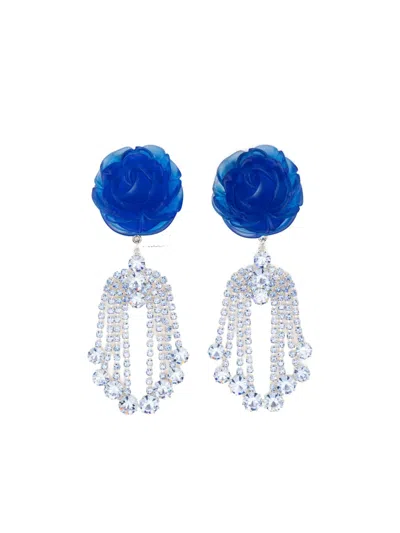 Magda Butrym Rose-embellished Earrings In Blue
