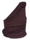 Magda Butrym Rose-embellished One-shoulder Top In Brown