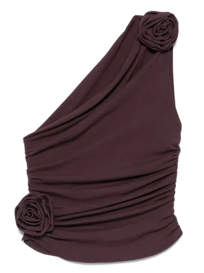 Magda Butrym Rose-embellished One-shoulder Top