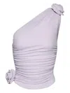 Magda Butrym Rose-embellished One-shoulder Top