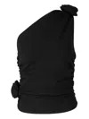 Magda Butrym Rose-embellished One-shoulder Top In Black