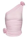 Magda Butrym Rose-embellished One-shoulder Top In Pink