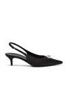 Magda Butrym Rosetta Slingback Pumps With Embellished Kitten Heel In Black