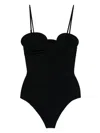 Magda Butrym Rose-embellished Swimsuit In Black