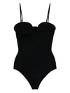 Magda Butrym Rose-embellished Swimsuit In Black