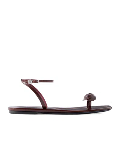 Magda Butrym Rose Leather Sandals In Burgundy