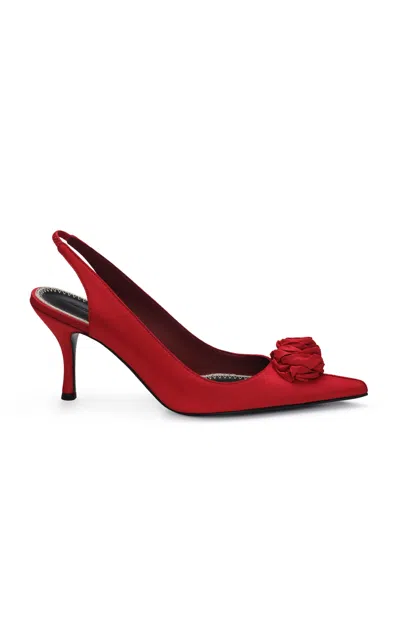 Magda Butrym Rose Low Distressed Taffeta Slingback Pumps In Red