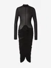 Magda Butrym Sheer High-neck Midi Dress In 3d Rose Detail On The Front