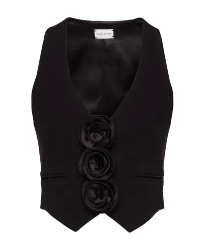 Magda Butrym Rose Pattern Twill Vest In Black