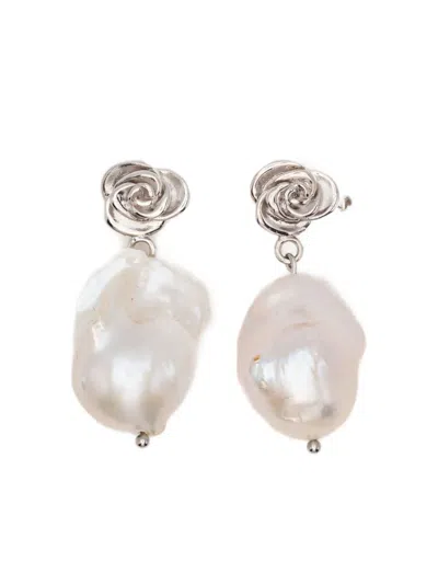 Magda Butrym Rose Pearl Earrings In Brown