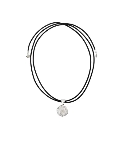 Magda Butrym Rose Pendant Necklace In Black