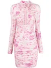 Magda Butrym Cutout Ruched Floral-print Jersey Mini Dress In Pink