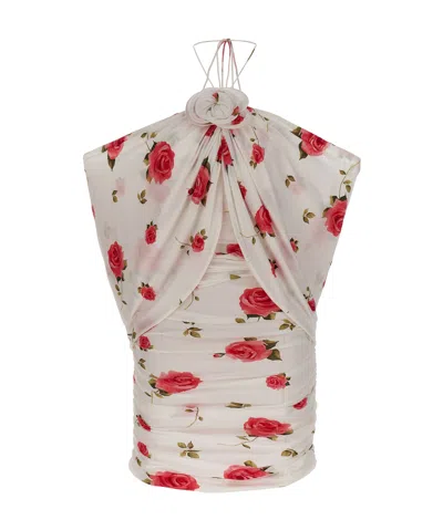 MAGDA BUTRYM MAGDA BUTRYM RUCHED FLOWER APPLIQUÉ WRAPPED DRESS