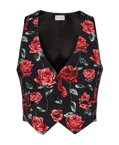 Magda Butrym Rose Printed Jersey Vest In Multi