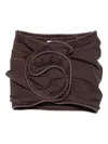 Magda Butrym Rose-shaped Ruffled Mini Fitted Skirt In Brown