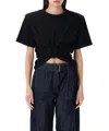 Magda Butrym Twist-front Ribbed Cotton-blend Jersey T-shirt In Black