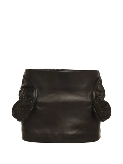 Pre-owned Magda Butrym Rose-appliqué Mini Skirt In Black
