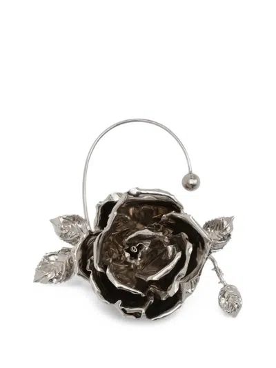 Magda Butrym Rose-detail Ear Cuff Earrings In Brown