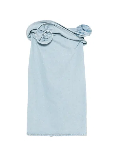 Magda Butrym Rose-detail Midi Skirt In Blue