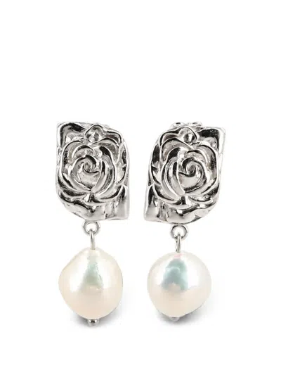 Magda Butrym Sculptural Mini Drop Earrings In Rhodium-finish Metal In Multi