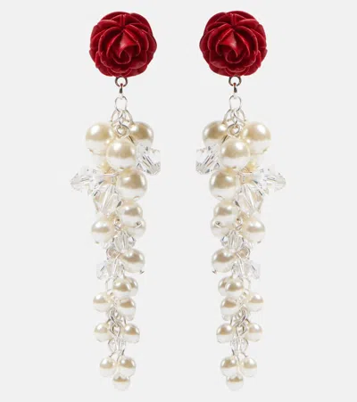 Magda Butrym Rosedrop Embellished Sterling Silver Drop Earrings In White