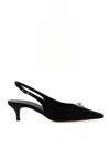 Magda Butrym Rosetta Slingback Pumps With Embellished Kitten Heel In Black