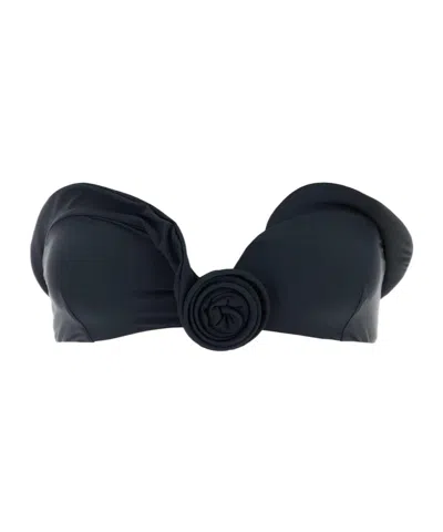 Magda Butrym Rosette Bandeau Bikini Top In Black