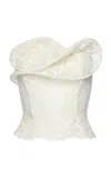 Magda Butrym Rosette-embellished Cotton-blend Corset Top In White