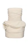 Magda Butrym Rosette-embellished Cotton-silk Mini Dress In White