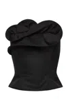 Magda Butrym Rosette-embellished Silk-wool Corset Top In Black
