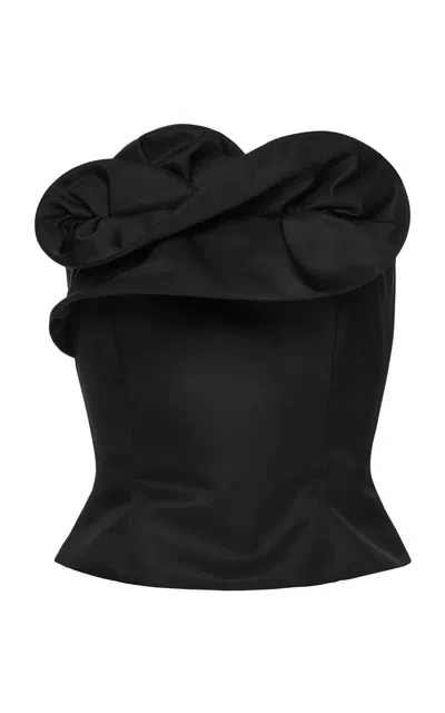 Magda Butrym Rosette-embellished Silk-wool Corset Top In Black